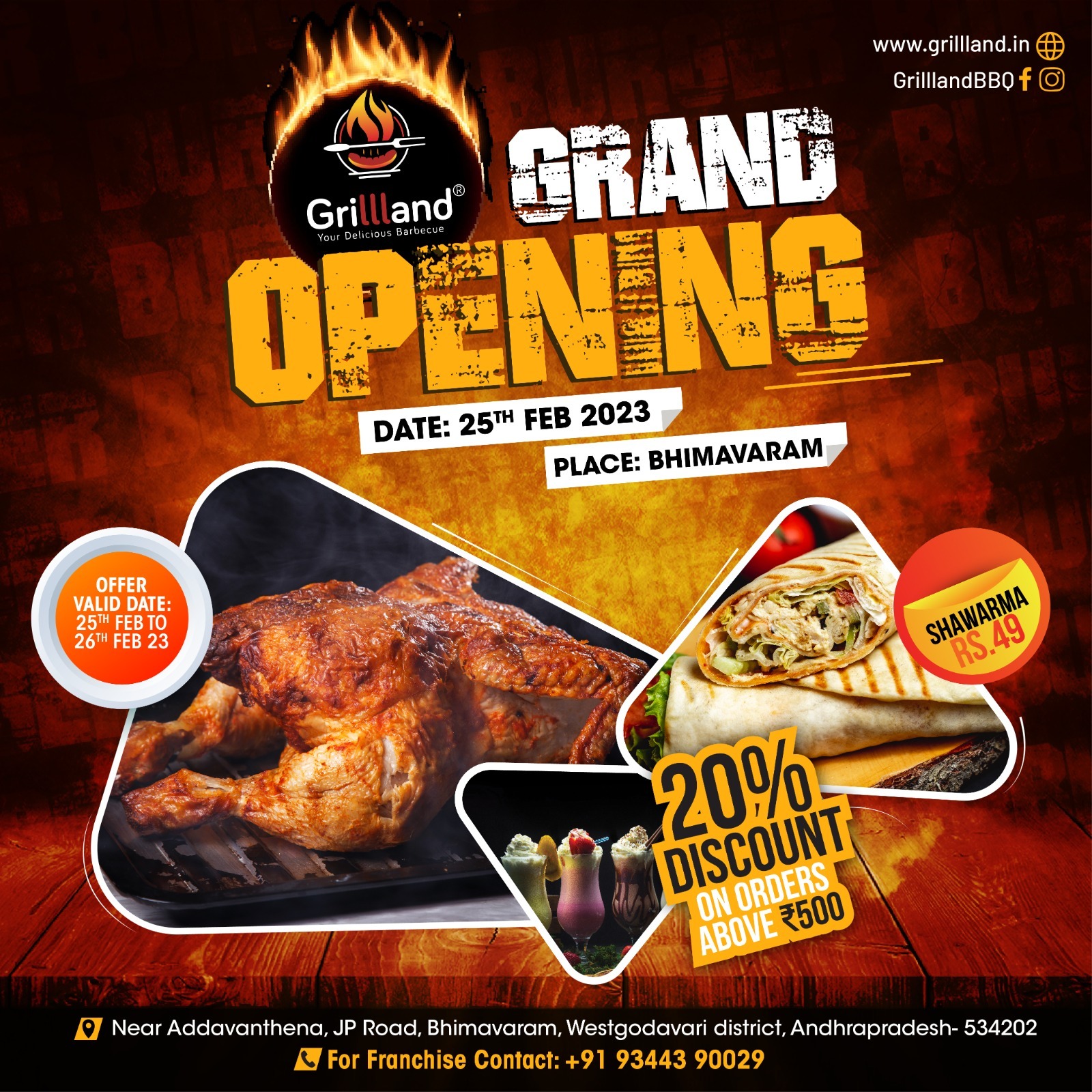 Grillland BBQ Grand Opening at Bhimavaram - Grillland